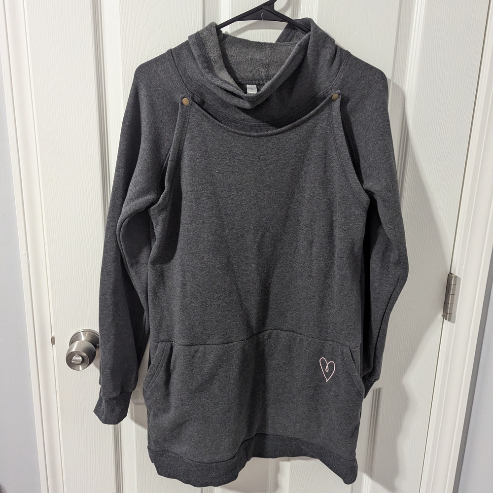 Gray Latched Mama Nursing Sweatshirt Pullover Size Large